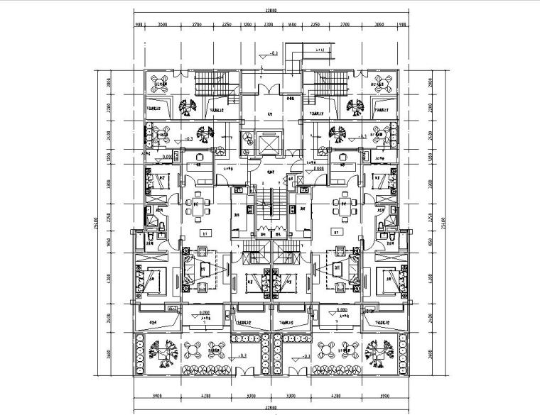 6层洋房cad平面图资料下载-小面宽洋房户型平面图设计
