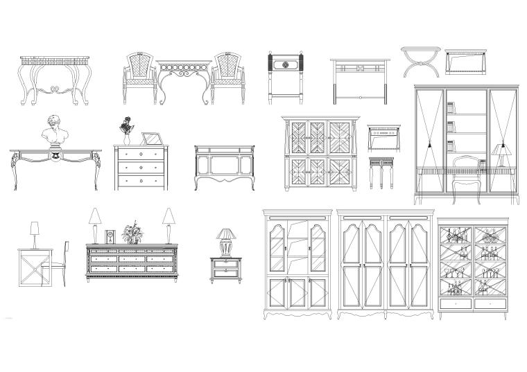 家具，洁具，门，地面拼花，装饰等欧式图块-家具图块