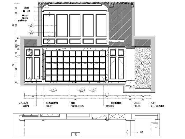 欧式风格豪华家装设计完整施工图设计+实景-过厅A立面图