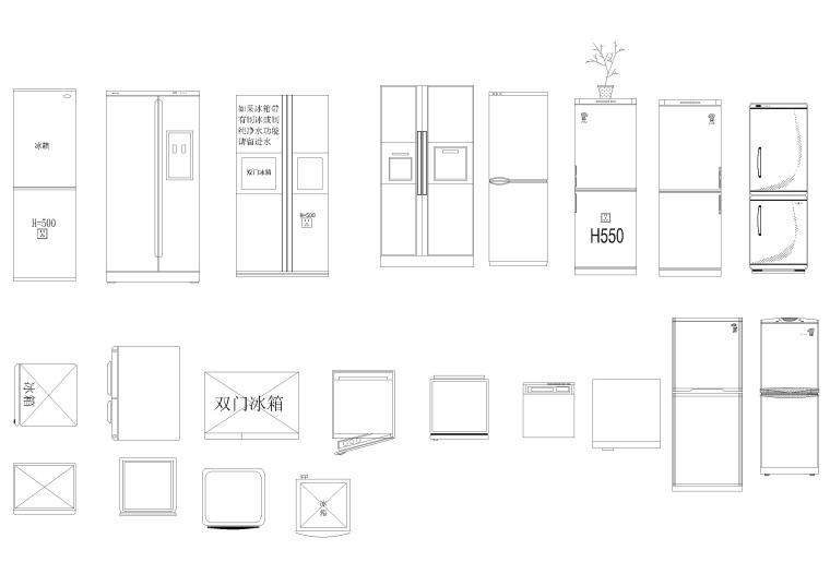 电器设备cad资料下载-厨房用具，水槽，电器等CAD图块