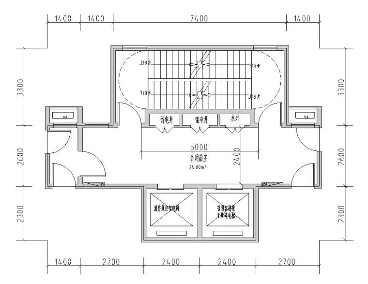 28层框架核心筒cad资料下载-核心筒规范住宅建筑CAD图