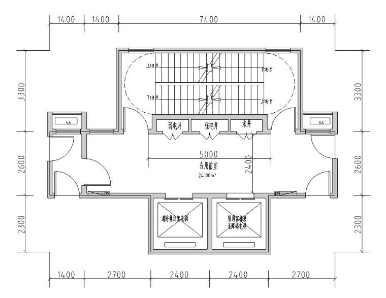 给水排水管网系统规范资料下载-核心筒规范住宅建筑CAD图