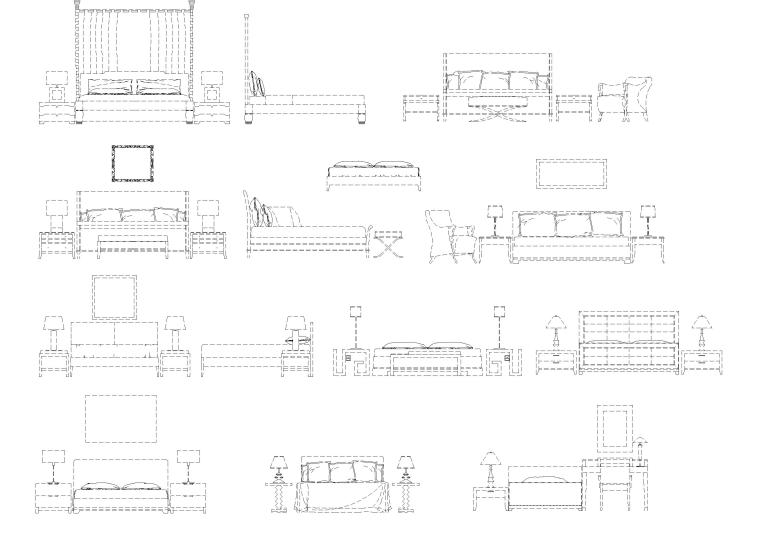 室内家具平立面图库资料下载-现代家具，装饰，灯具等CAD图库