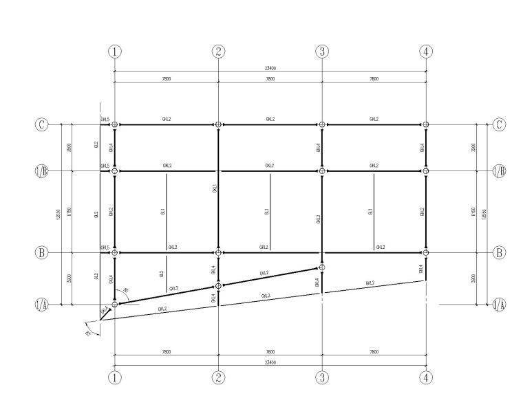 二层钢结构基础施工图资料下载-某二层别墅钢结构框架施工图（CAD）