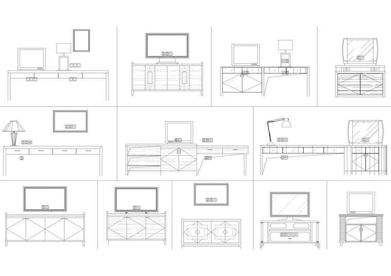 室内通用家具，装饰，灯具，厨卫等图块-电视柜图块