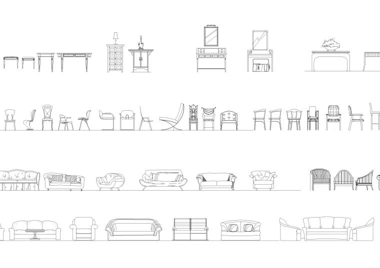 优雅现代的欧式家具资料下载-欧式家具装饰图块节点详图