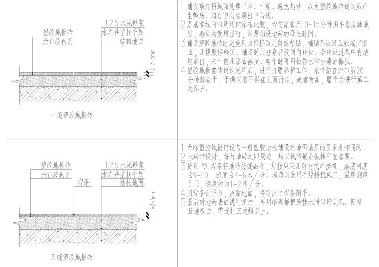 设计院标准图集 -地面节点-塑胶地板砖节点详图