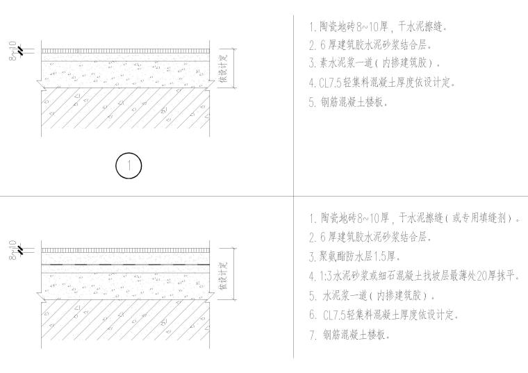 设计院标准图集 -地面节点-陶瓷地砖（楼）地面节点