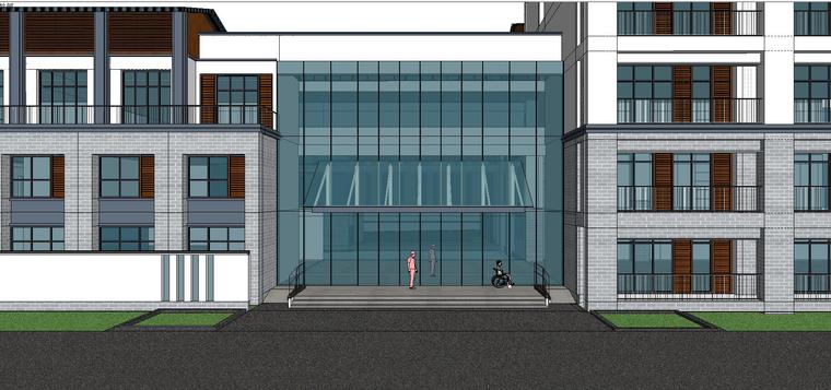 新中式风格敬老院建筑模型设计 (2)