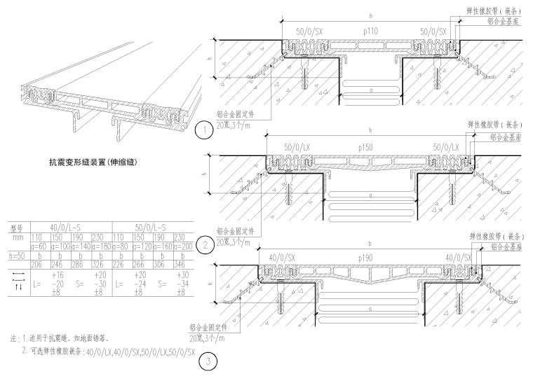 变形缝金属盖板资料下载-变形缝节点大样图（CAD）