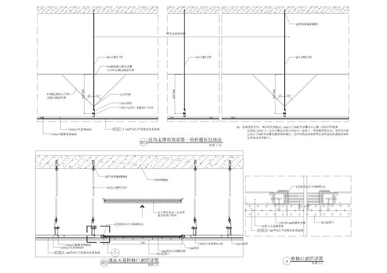 设计院标准图集 -天花石膏板节点​-方向支撑及检修口做法