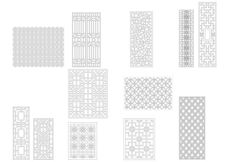 中式家具图库CAD资料下载-中式镂空雕花CAD图库