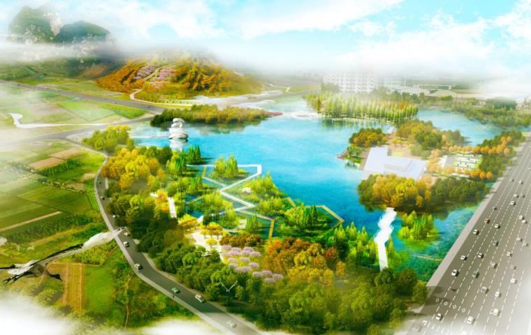 湿地土地利用变化资料下载-[广西]山水田园湿地公园景观方案概念设计