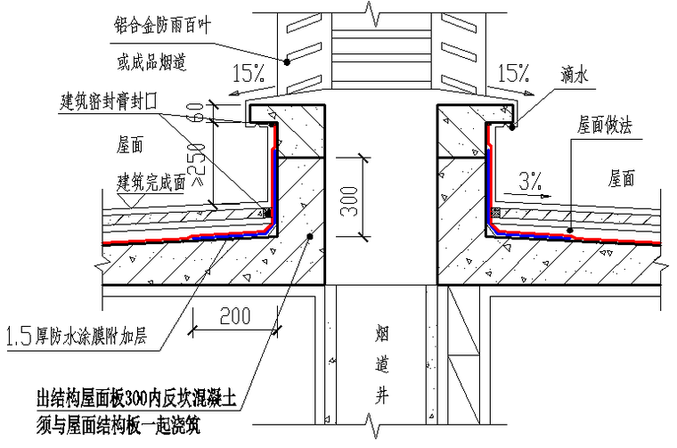 平屋面部位烟道节点构造简图