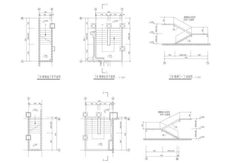 [深圳]观澜湖美菲尔德-V4C样板房建筑施工图-楼梯剖面图