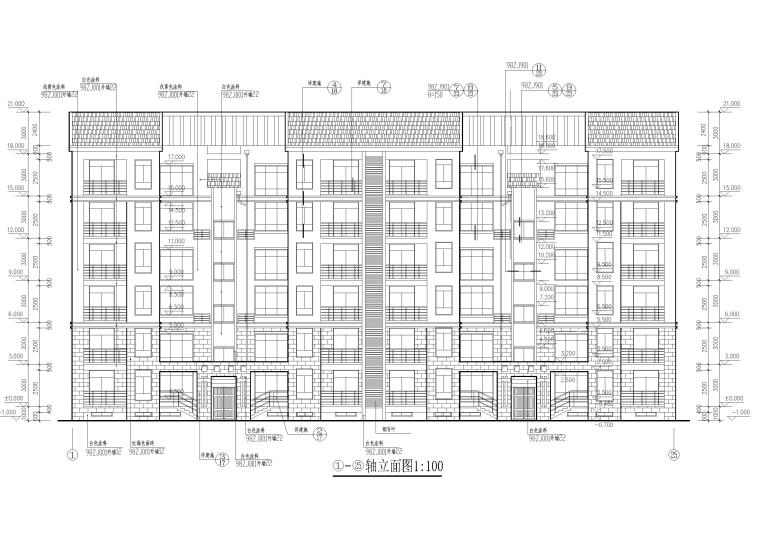 cad六层建筑资料下载-某六层复式居民楼建筑扩初图