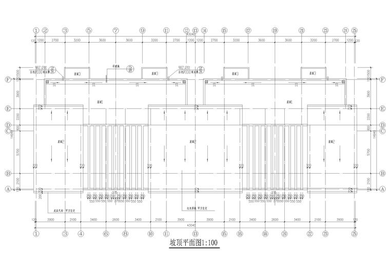 某六层复式居民楼建筑扩初图-坡顶平面图