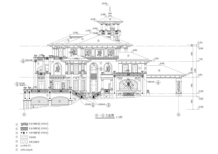 [深圳]观澜湖圣安德鲁斯-V5E样板房施工图-别墅立面图4