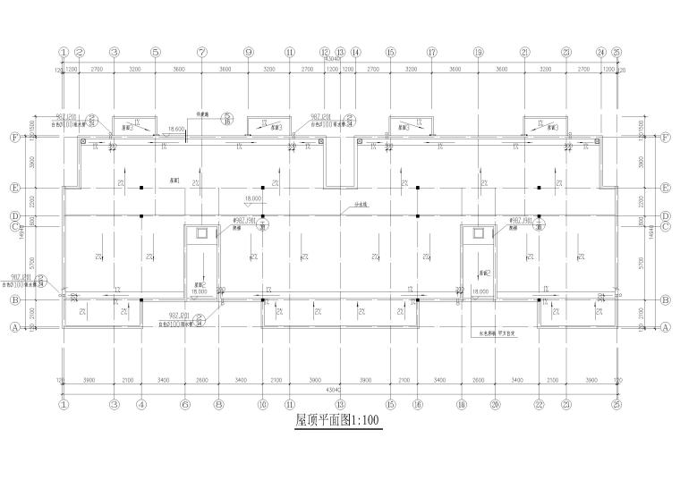 某六层复式居民楼建筑扩初图-屋顶平面图