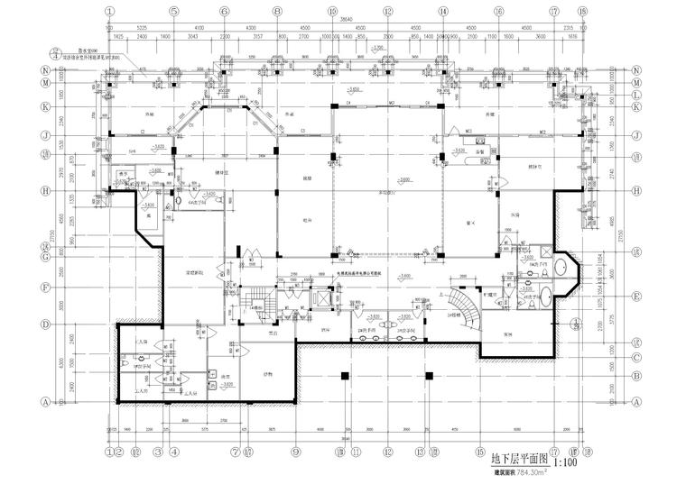 [深圳]观澜湖圣安德鲁斯-V5E样板房施工图-地下层平面图