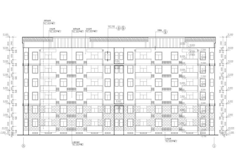 某六层复式居民楼建筑扩初图-轴立面图2