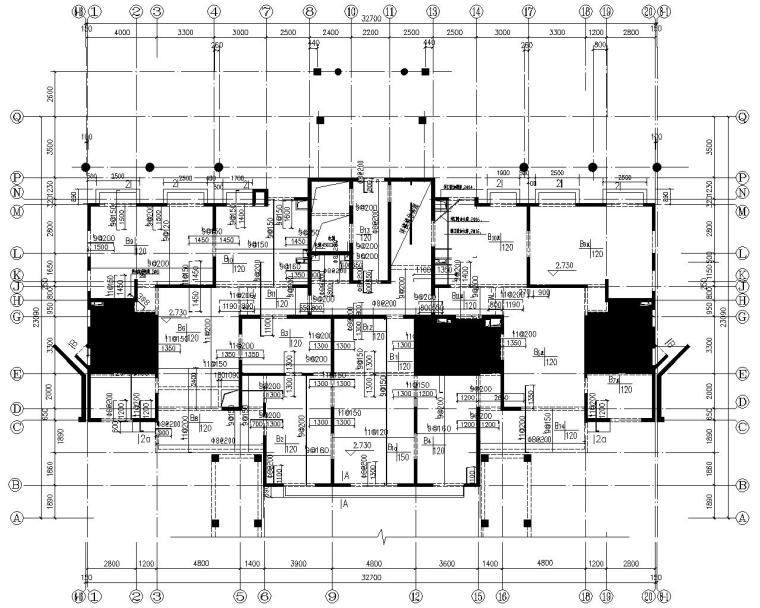 兖州高层住宅cad图资料下载-17层高层住宅混凝土结构施工图（CAD）