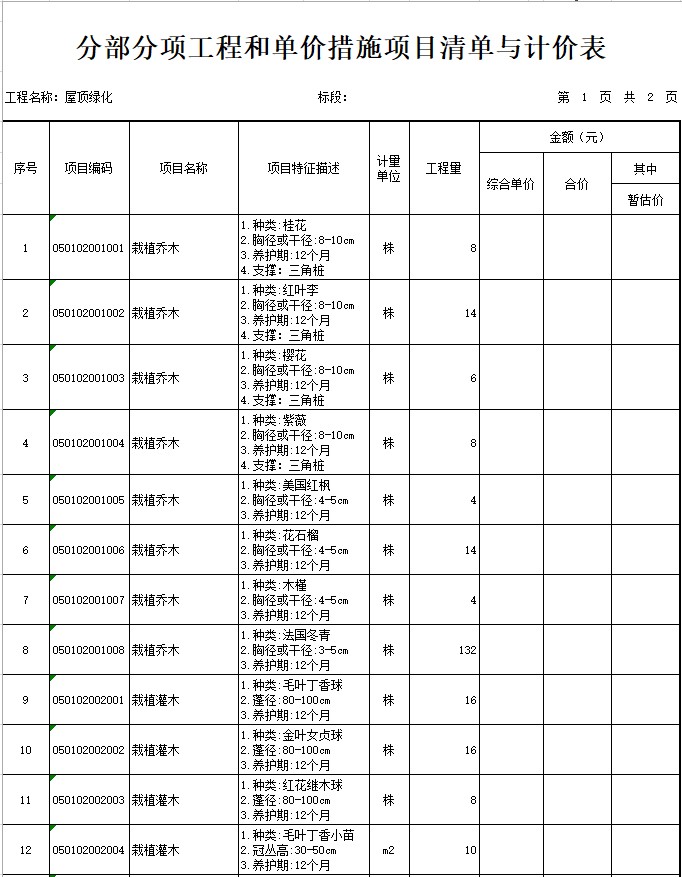 辦公樓建設項目屋頂綠化工程量清單-清單定額造價信息-築龍工程造價