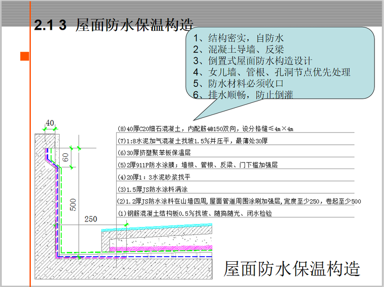 房地产项目工程质量缺陷及对策（PPT）-屋面防水保温构造