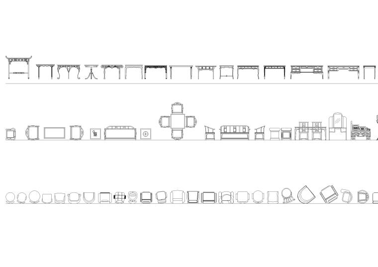 全套室内外装饰，植物，交通工具等CAD图块-家具家私图块
