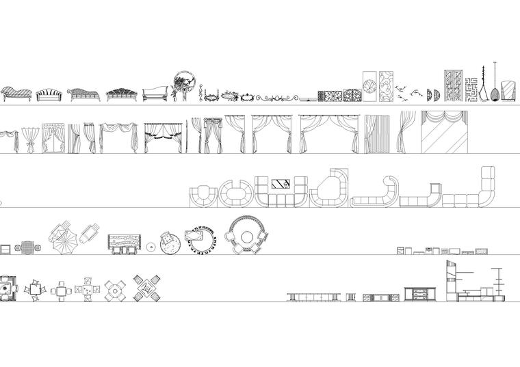 全套室内外装饰，植物，交通工具等CAD图块-家具家私图块3