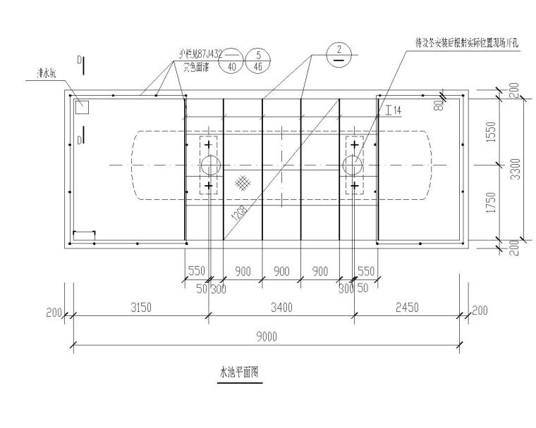 弧形水池施工CAD图资料下载-地下式水池+卧罐结构施工图（CAD）