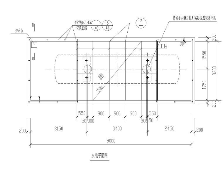 罐基础结构设计资料下载-地下式水池+卧罐结构施工图（CAD）