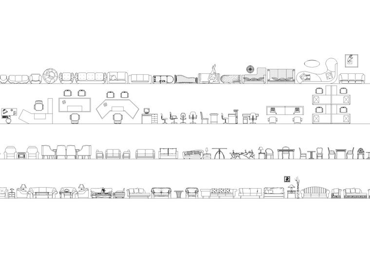 全套室内外装饰，植物，交通工具等CAD图块-家具家私图块4