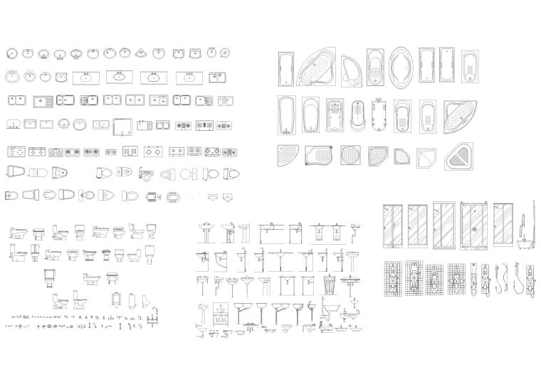 全套室内外装饰，植物，交通工具等CAD图块-洁具图块