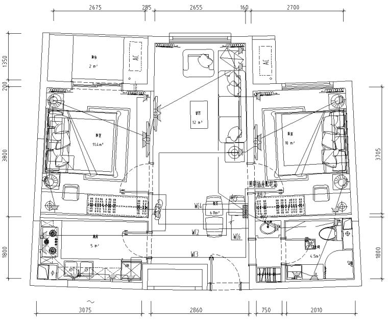 地下室内装修施工方案资料下载-北京白领公寓室内装修电气施工图