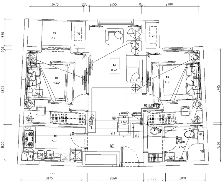 多层公寓电气资料下载-北京白领公寓室内装修电气施工图