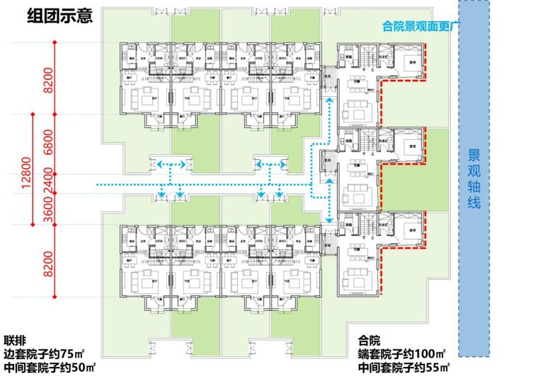 [江苏]现代滨水商业+住宅建筑方案设计-组团示意