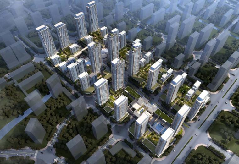 [山东]济南现代风格高层住宅建筑方案文本-鸟瞰图