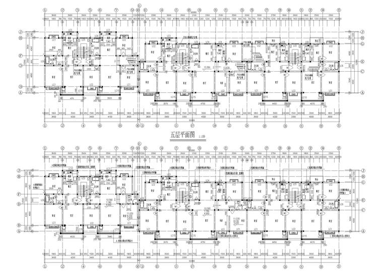 扬州某七层多层住宅建筑施工图-二~五层平面图