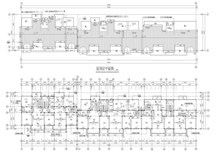 扬州某七层多层住宅建筑施工图-阁楼，顶层平面图