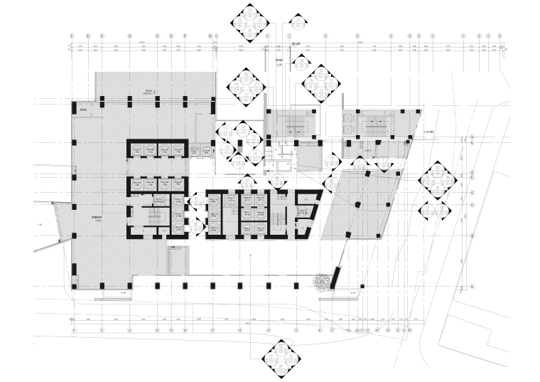 [重庆]五星级知名酒店设计工程施工图+效果-三层间墙尺寸索引图