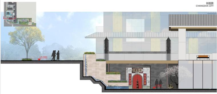 [湖南]新古典风格滨江正荣府住宅景观方案-怡心阁剖面图