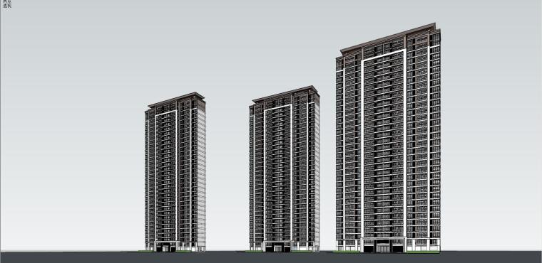 明清风格高层住宅资料下载- 中式风格高层住宅建筑模型设计