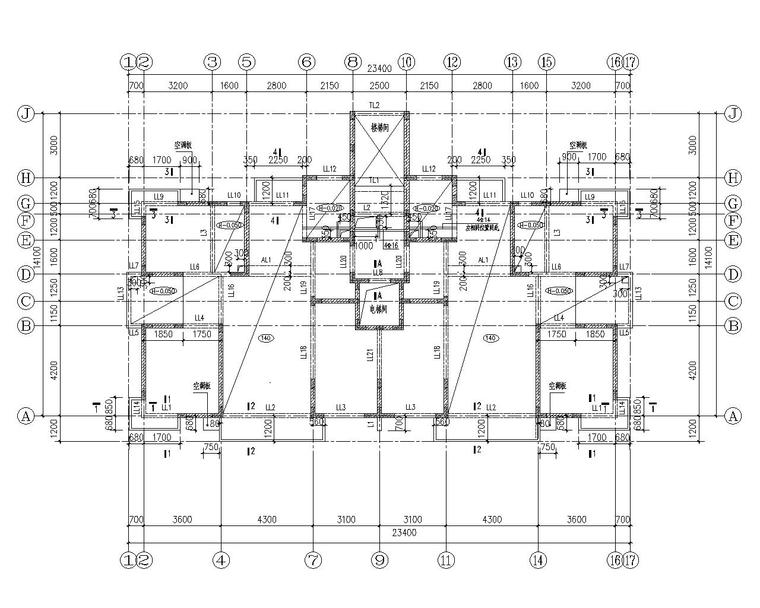 混凝土土建结构cad图资料下载-某十四层住宅混凝土结构施工图（CAD）