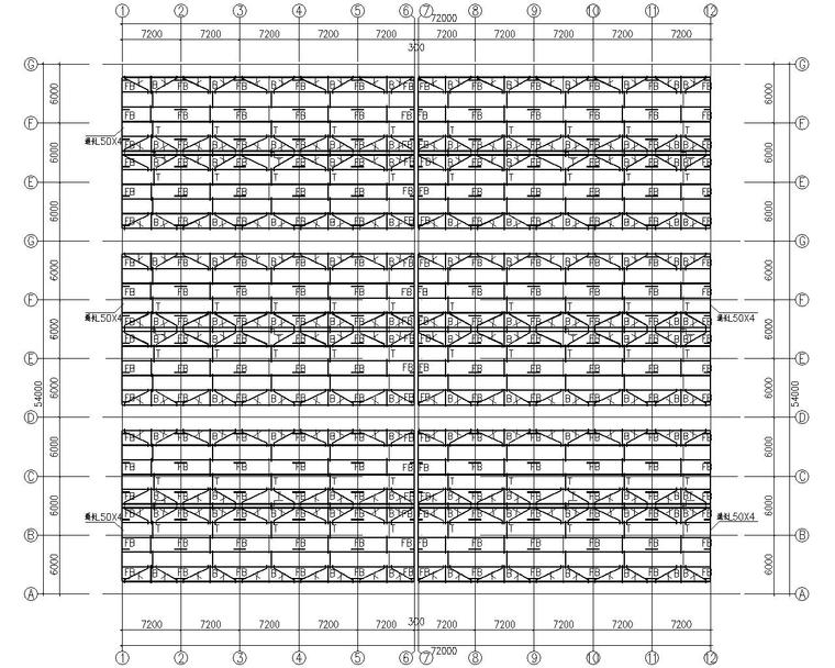 18米单跨钢结构厂房结构施工图（CAD）-檩条拉条图