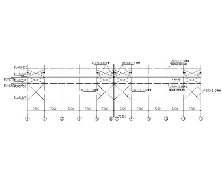 18米单跨钢结构厂房结构施工图（CAD）-结构立面布置图