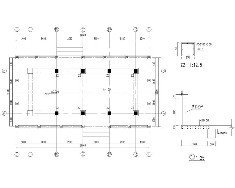 水榭CAD施工图资料下载-某水榭混凝土主体木屋顶结构施工图（CAD）