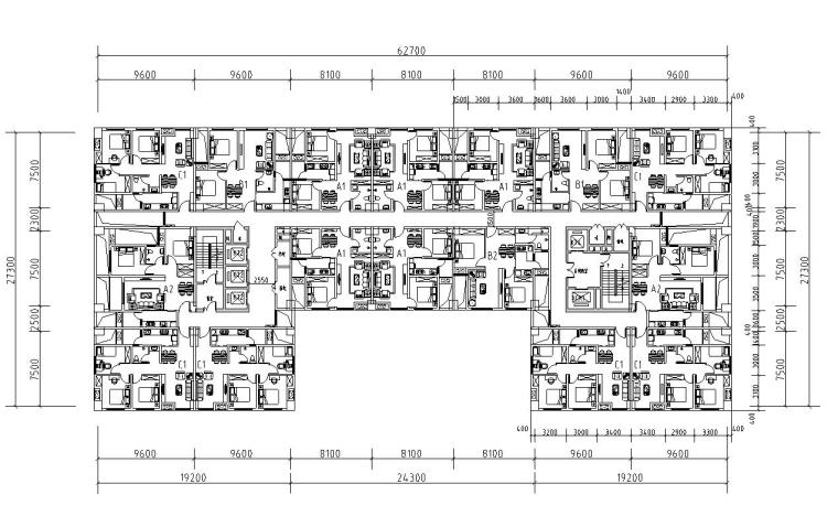 建筑高层户型平面图资料下载-祥瑞国际商贸城公寓户型平面图