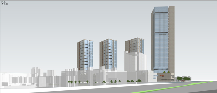 设计感su模型建筑资料下载-龙湖简约朴素感的办公+商业建筑模型设计