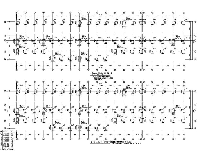 七层综合办公楼混凝土结构施工图（CAD）-结构柱布置图